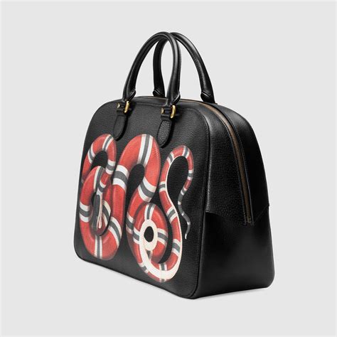 gucci kingsnake duffle red|GUCCI Calfskin Kingsnake Print Duffle Black .